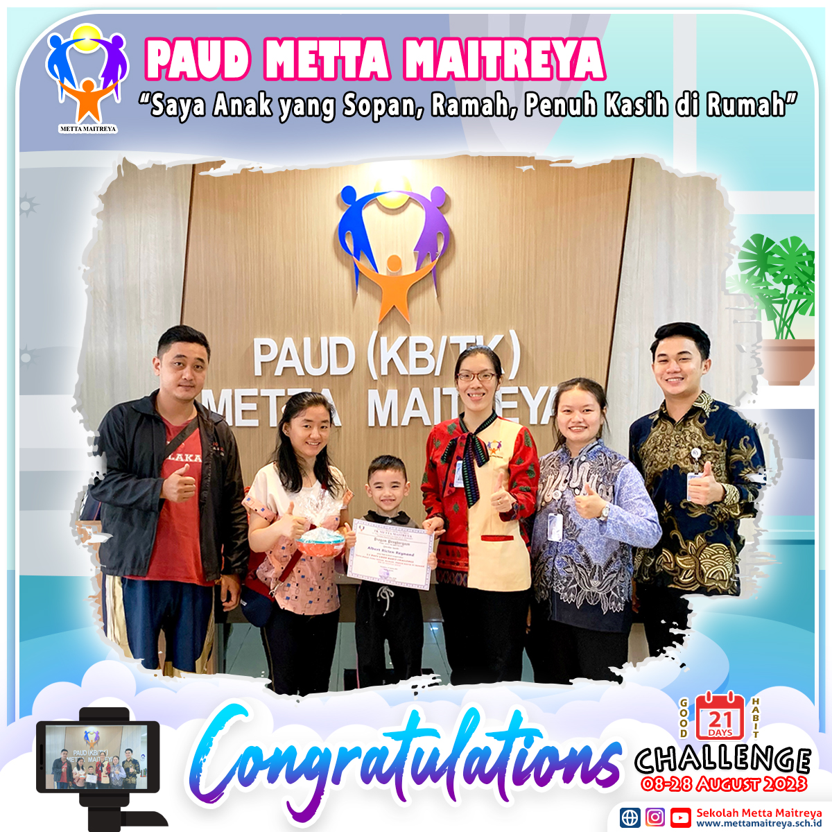 Penyerahan Piagam & Hadiah Challenge 21 Days Good Habit bulan Agustus 2023 | TK METTA MAITREYA